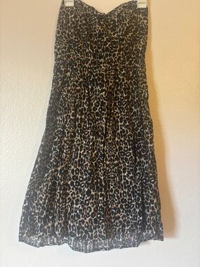 Woman’s Strapless Leopard Print Midi Dress, Size L